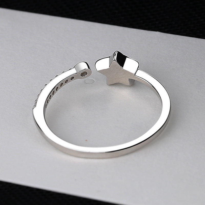 Damen offener Ring mit funkelndem Sternenanhänger aus hochwertigem Edelstahl Shop Nory