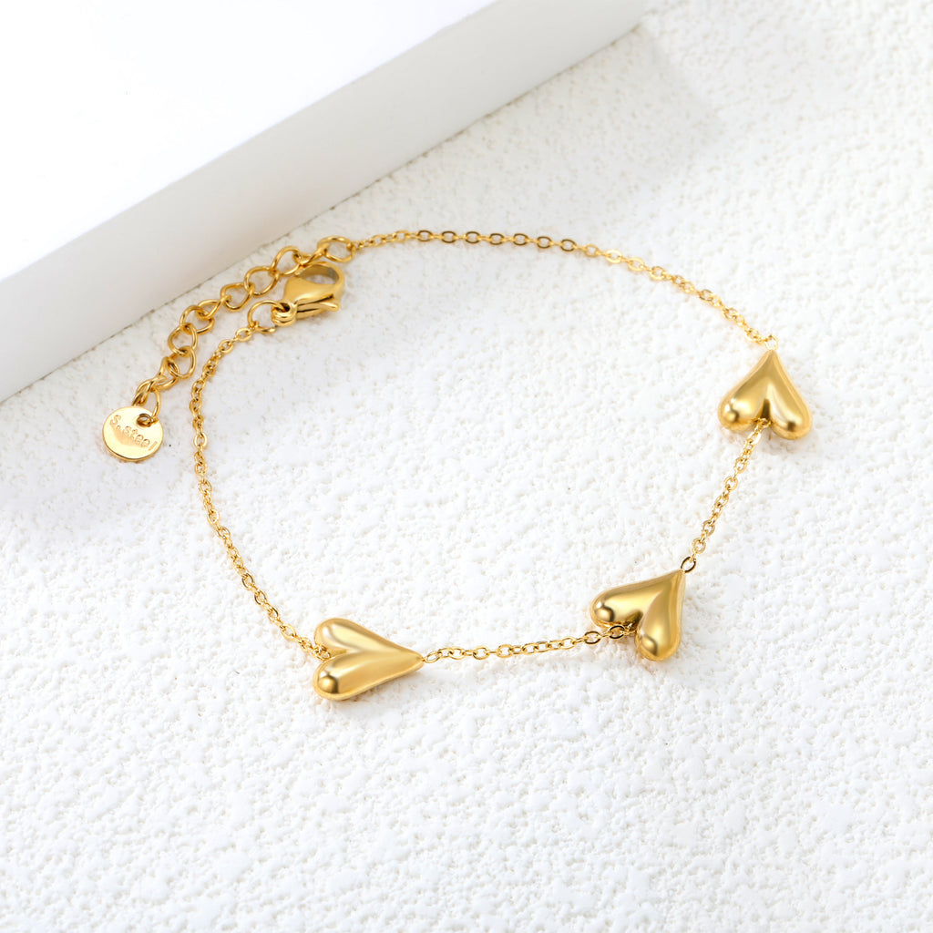 Damen Armband mit stilvollen Herz-Aanhängern und verstellbarem Kettendesign Shop Nory