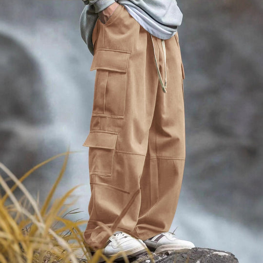 Herren weite Cargo-Hose mit Mehrfachtaschen, Tunnelzug und verstärkten Kniepartien Shop Nory