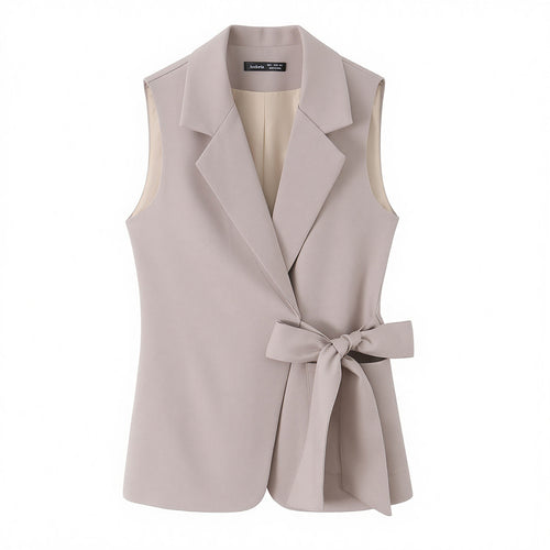 Damen Zweiteiliges tailliertes Weste- und Palazzo-Hosen-Set mit Bindegürtel Shop Nory