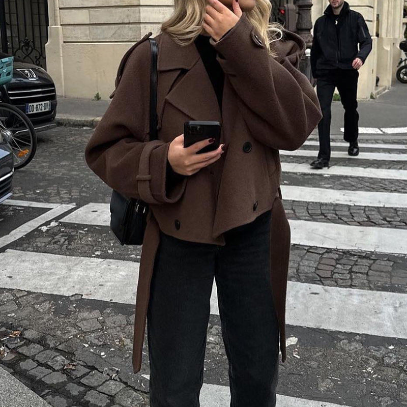 Damen stylische, taillierte Kurzmantel