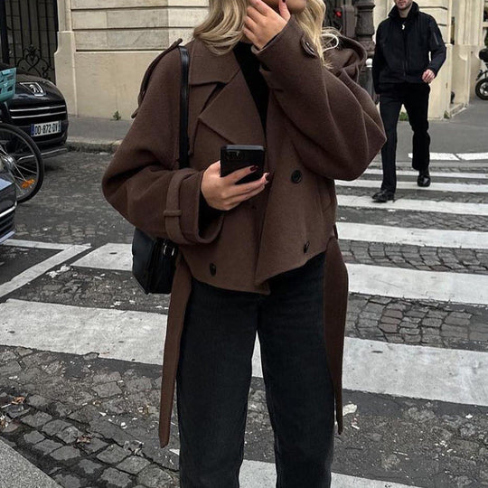 Damen stylische, taillierte Kurzmantel