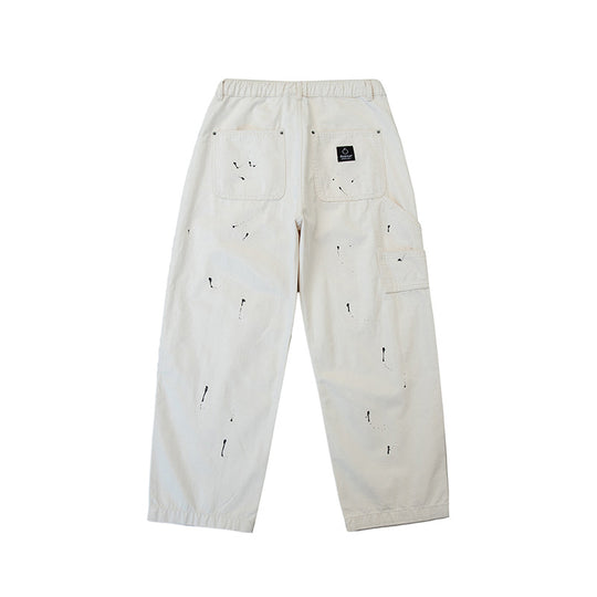 Unisex Weite Canvas-Hose mit elastischem Bund, Tunnelzug und Paint‑Splatter‑Details Shop Nory