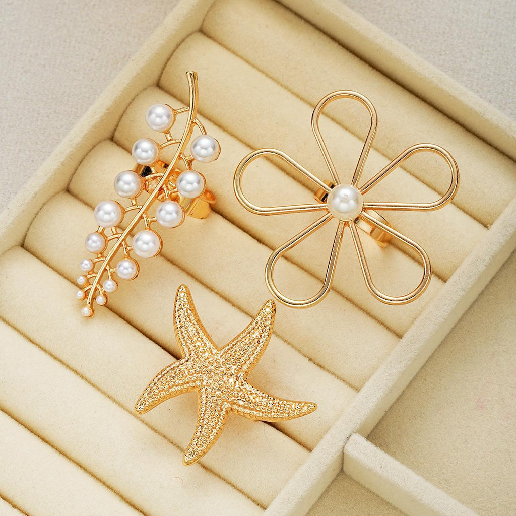 Damen modisches Ringe-Set mit maritimen und floralen Elementen Shop Nory
