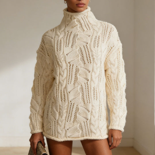 Damen Oversize Rollkragenpullover mit Ajour‑Zopfmuster Shop Nory