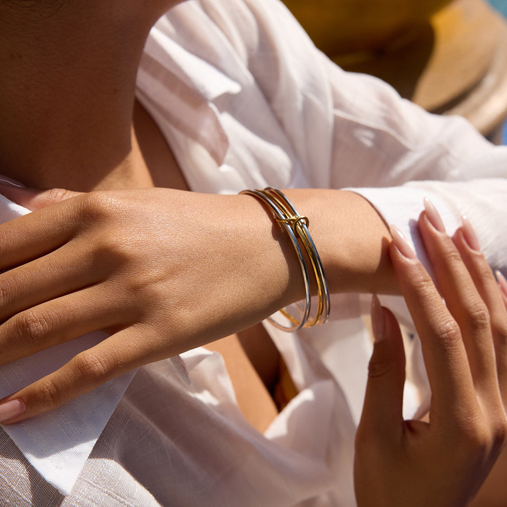 Damen Edelstahlarmband mit goldenen Akzenten und hypoallergener Verarbeitung Shop Nory