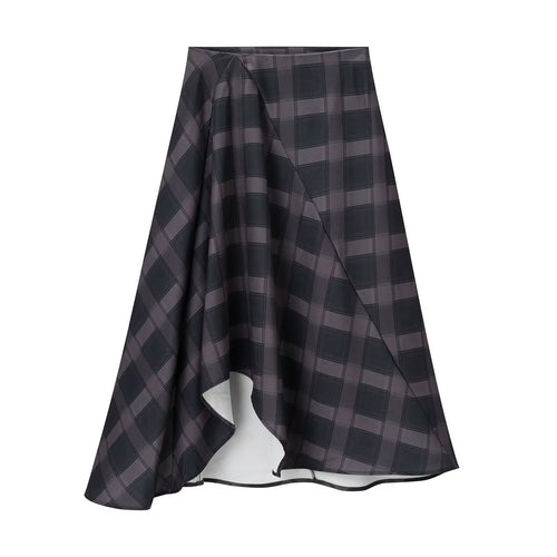 Damen Asymmetrischer Midirock mit Karomuster und ausgestellter A‑Linie Shop Nory