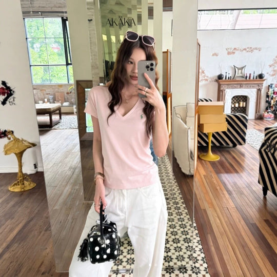 Damen V-Ausschnitt T-Shirt Shop Nory