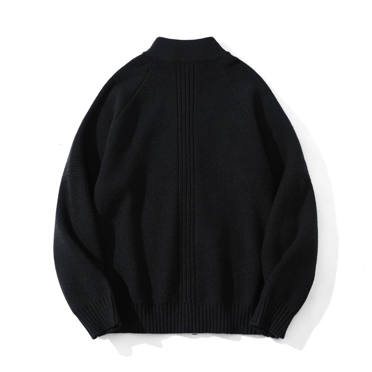 Unisex Grobgestrickte Zip-Strickjacke mit Stehkragen und Zweiwege-Reißverschluss Shop Nory