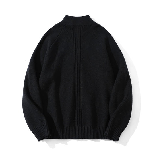 Unisex Grobgestrickte Zip-Strickjacke mit Stehkragen und Zweiwege-Reißverschluss Shop Nory