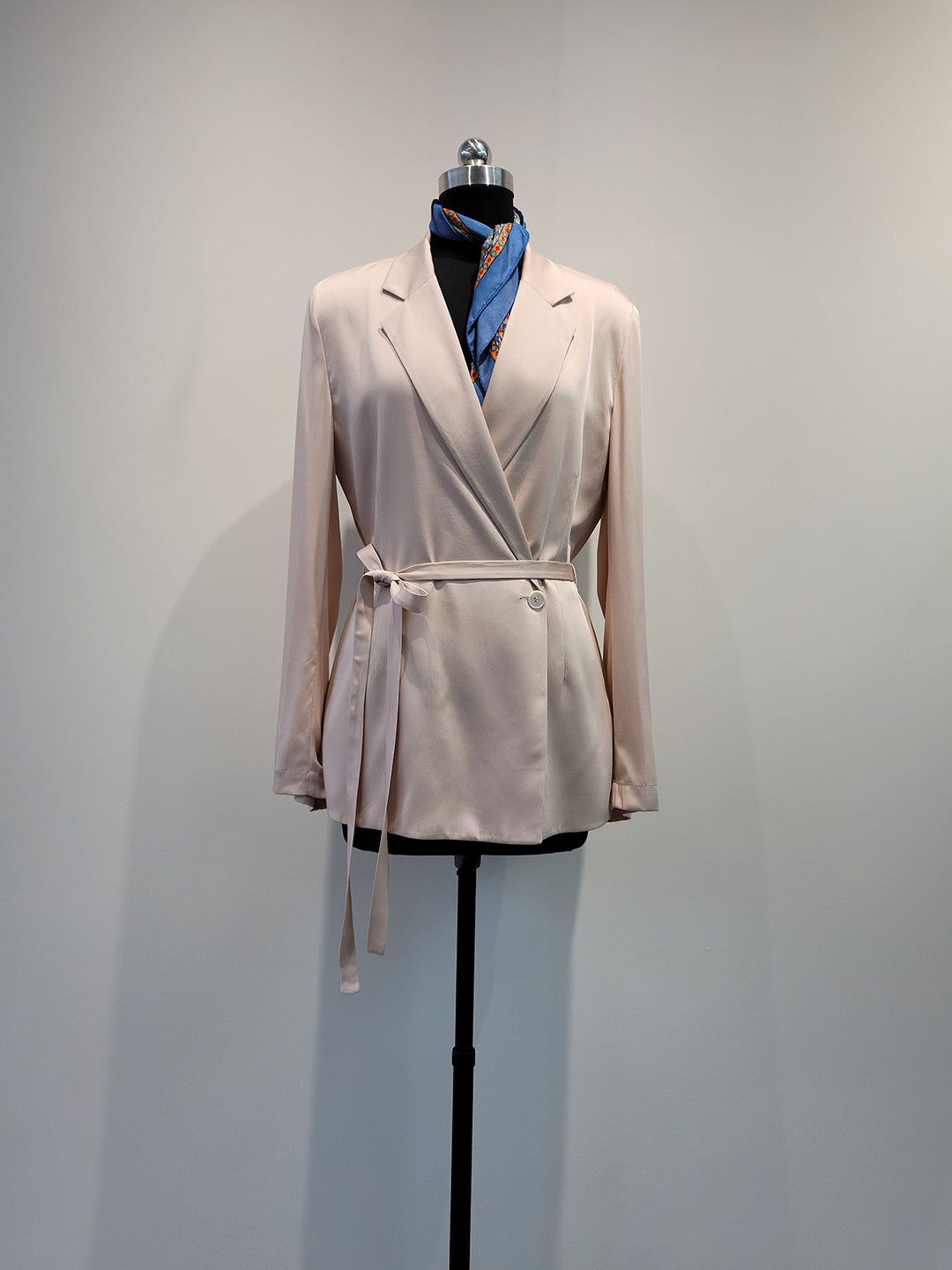 Damen Eleganter Satin Wickel-Blazer Shop Nory