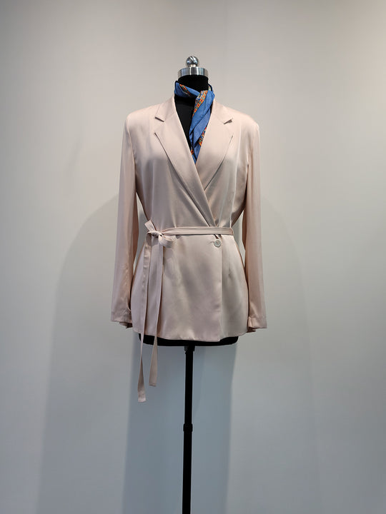 Damen Eleganter Satin Wickel-Blazer Shop Nory