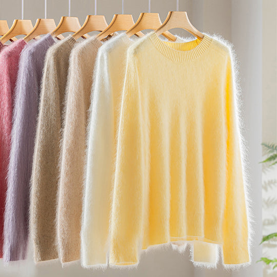 Damen Flauschiger Angora-Mix Rundhalspullover Shop Nory