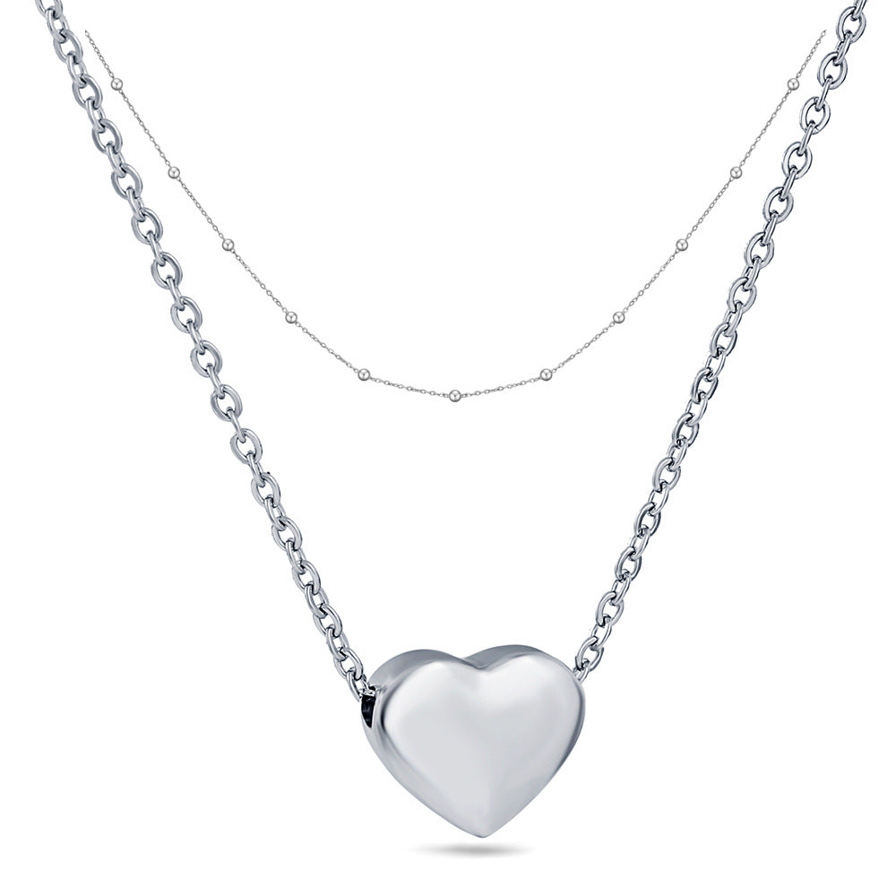 Damen Doppelhalskette mit herzförmigem Anhänger und filigranem Kettendesign Shop Nory