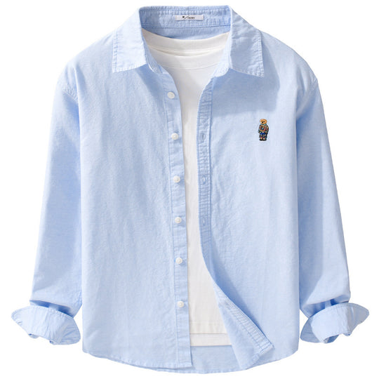 Herren Button-Down Overshirt im Casual-Relaxed-Stil mit tonaler Stickerei Shop Nory