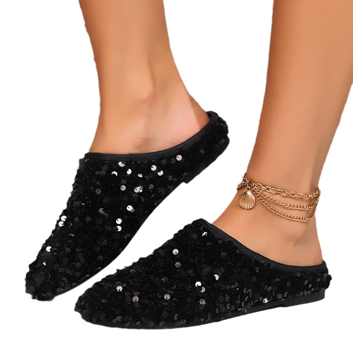 Damen Glitzernde Slippers mit funkelnden Pailletten und weichem Innenmaterial