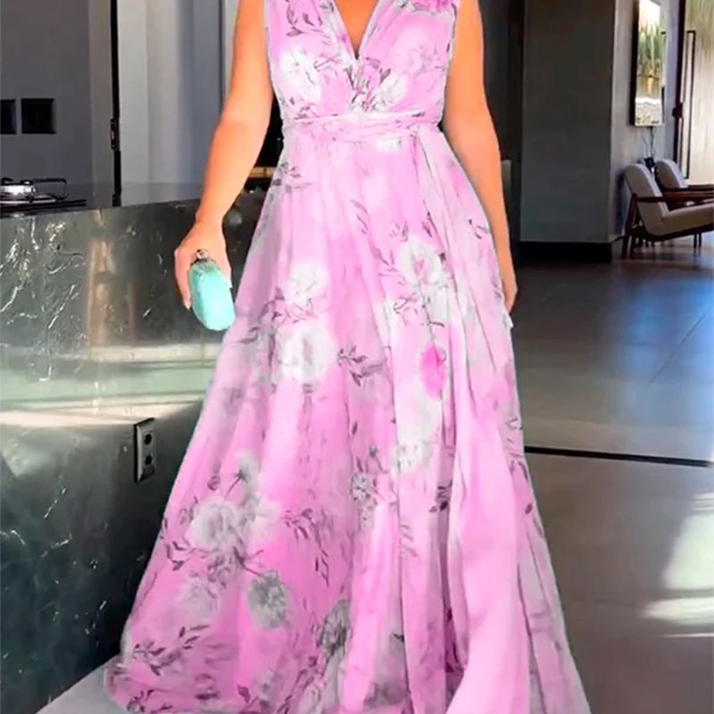 Damen Maxikleid mit fließendem Schnitt und eleganten Rüschendetails