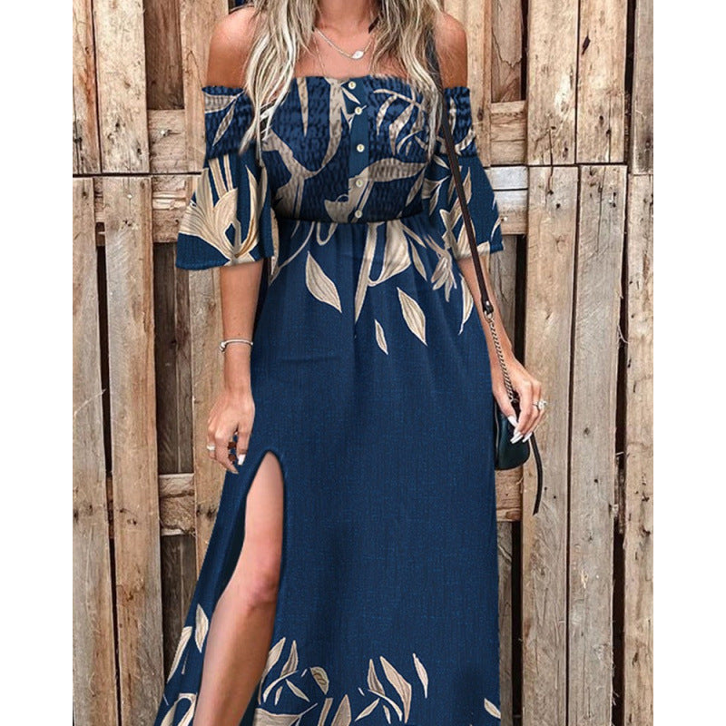 Damen Blumen Maxi Kleid Shopnory