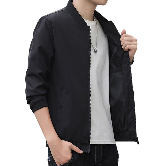 Herren Minimalistische Leichte Bomberjacke mit mattierter Microfaser-Außenlage und kontrastierendem Reißverschluss Shop Nory