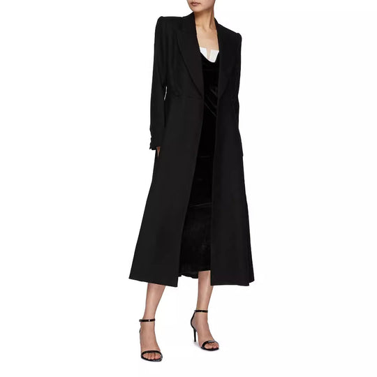 Damen langer taillierter Blazer‑Mantel mit Maxi‑Länge und strukturierten Schultern Shop Nory