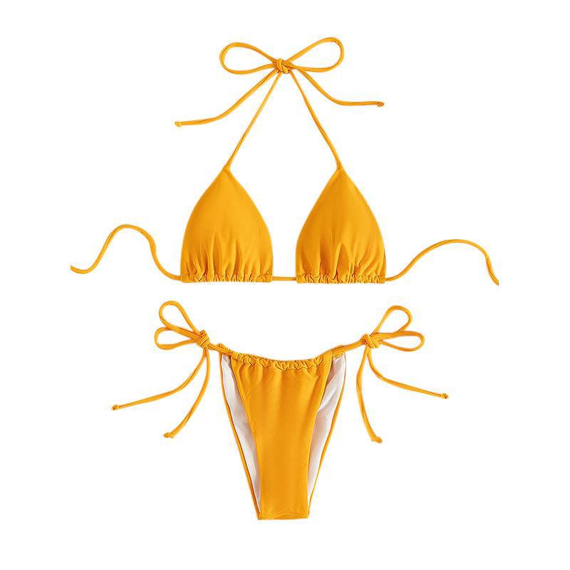 Damen Triangel-Bikini mit verstellbaren Schnürdetails und elastischem Bund Shopnory