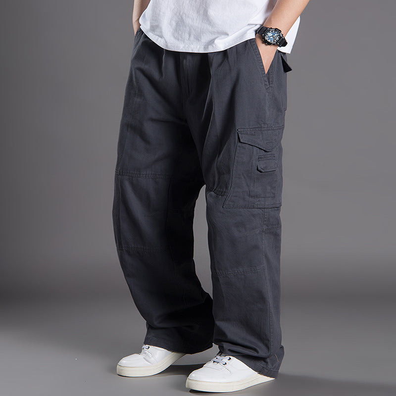 Herren Weite Utility-Cargohose aus Baumwollcanvas mit Mehrfach-Taschen und Kordelbund Shop Nory