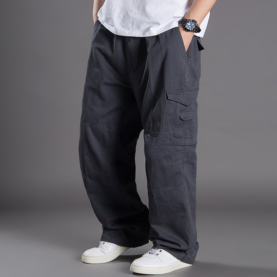 Herren Weite Utility-Cargohose aus Baumwollcanvas mit Mehrfach-Taschen und Kordelbund Shop Nory