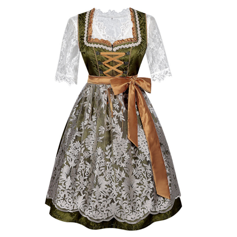 Damen nan traditionelles Dirndlkleid mit Spitzenbluse und bestickter Schürze Shop Nory