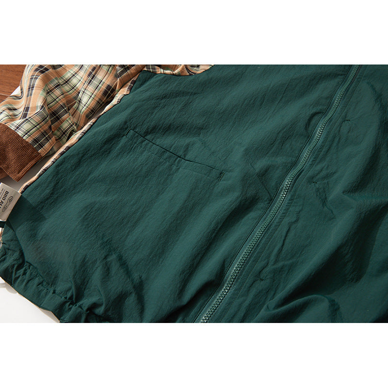 Herren Übergangs-Canvasjacke mit Cordkragen und kariertem Innenfutter Shop Nory