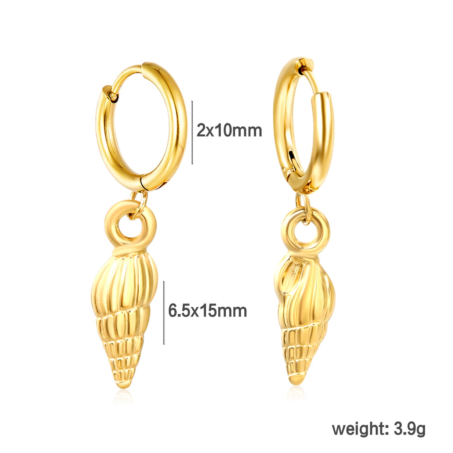 Damen Hängende Ohrstecker mit Muschel-Design und eleganter Goldbeschichtung Shop Nory