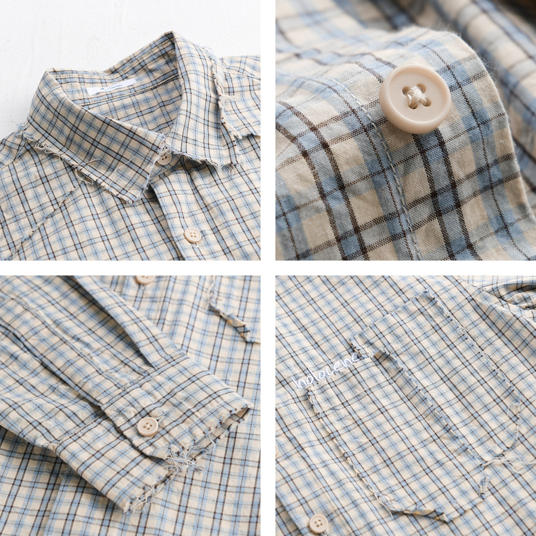 Herren Karo-Overshirt mit fransigem Saum, Brusttasche und Relaxed-Fit Shop Nory