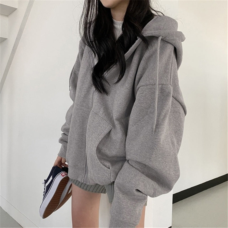 Damen oversized Kapuzenjacke aus weichem Fleece mit Kängurutasche