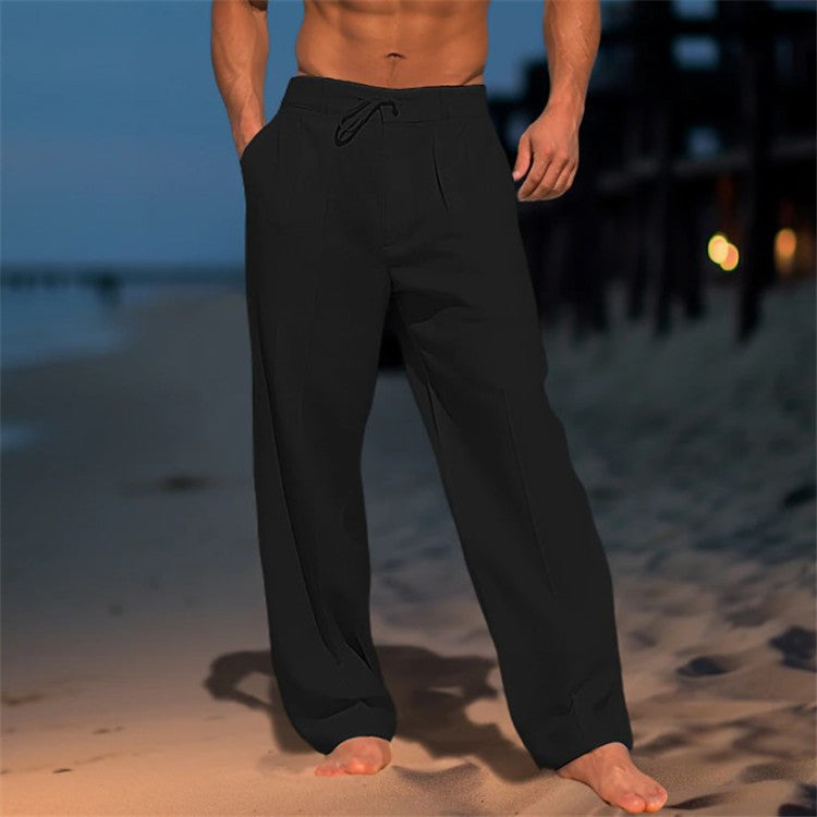 Herren weite Sommerhose mit elastischem Bund und praktischen Taschen