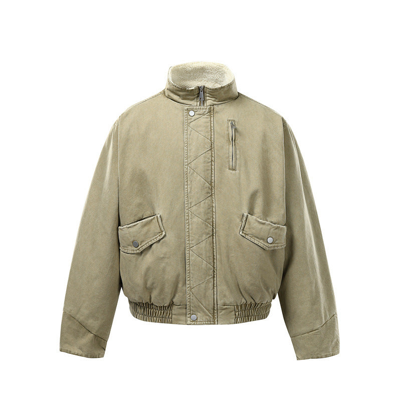 Herren Kurzboxy Utility-Bomberjacke aus Canvas mit gesteppter Frontpasse und Stehkragen Shop Nory