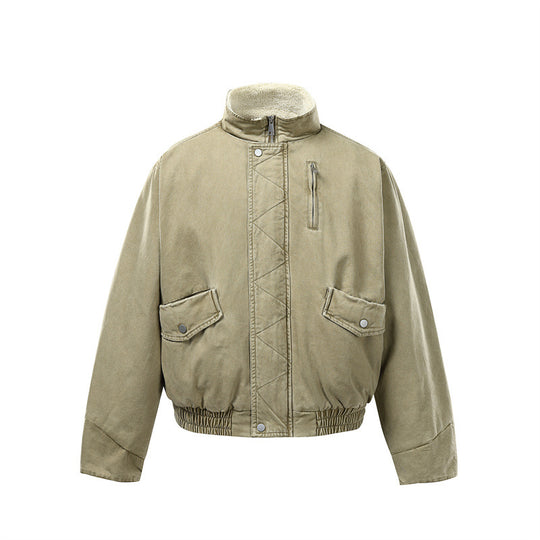 Herren Kurzboxy Utility-Bomberjacke aus Canvas mit gesteppter Frontpasse und Stehkragen Shop Nory