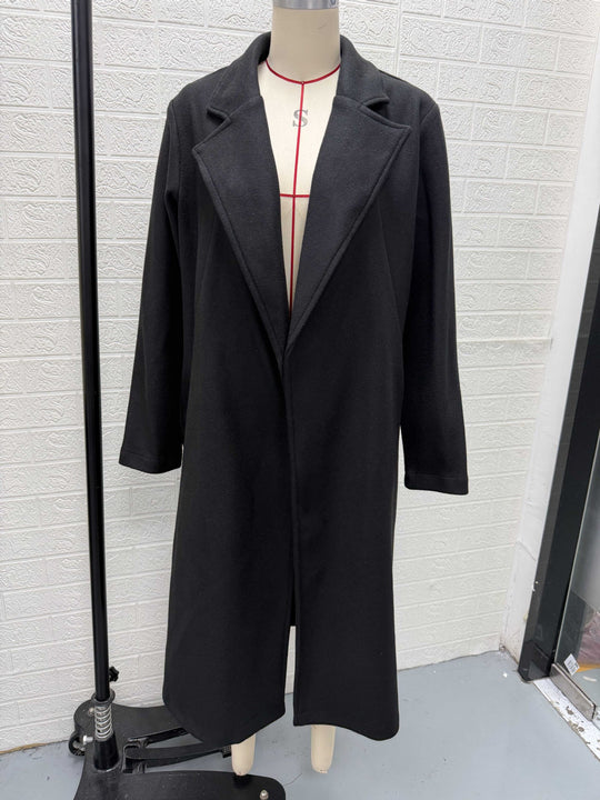 Damen Longline Wollmantel mit weitem Revers und tailliertem Schnitt Shop Nory