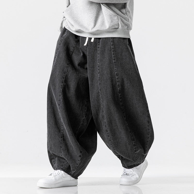 Herren Extraweite Baggy-Jeans im Balloon-Cut mit Tunnelzugbund und elastischen Saum Shop Nory