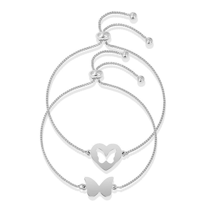 Damen Armband mit filigranem Schmetterlings- und Herzdesign Shop Nory