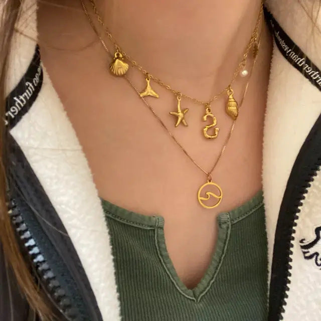 Damen Mehrstrang Halskette mit maritimen Anhängern Shop Nory