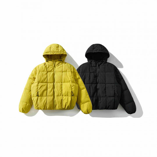 Unisex Weitgeschnittene gesteppte Kapuzenjacke mit Quadratsteppung und elastischem Saum Shop Nory