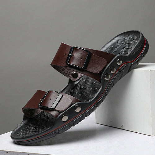 Herren Bequeme Leder-Sandalen mit verstellbaren Riemen