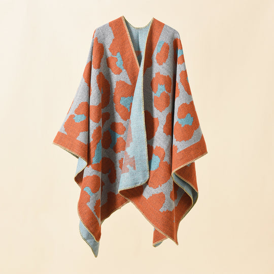 Damen Oversize-Strickruana mit grafischem Jacquard und Zierstich Shop Nory