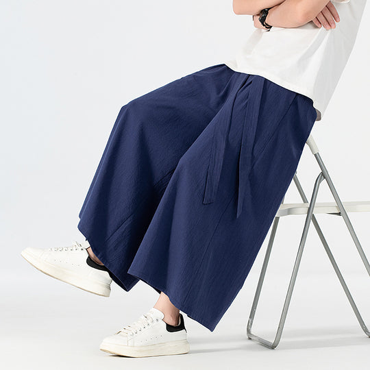 Damen Culotte-Style Hosenrock mit weitem Bein und Bindegürtel Shop Nory