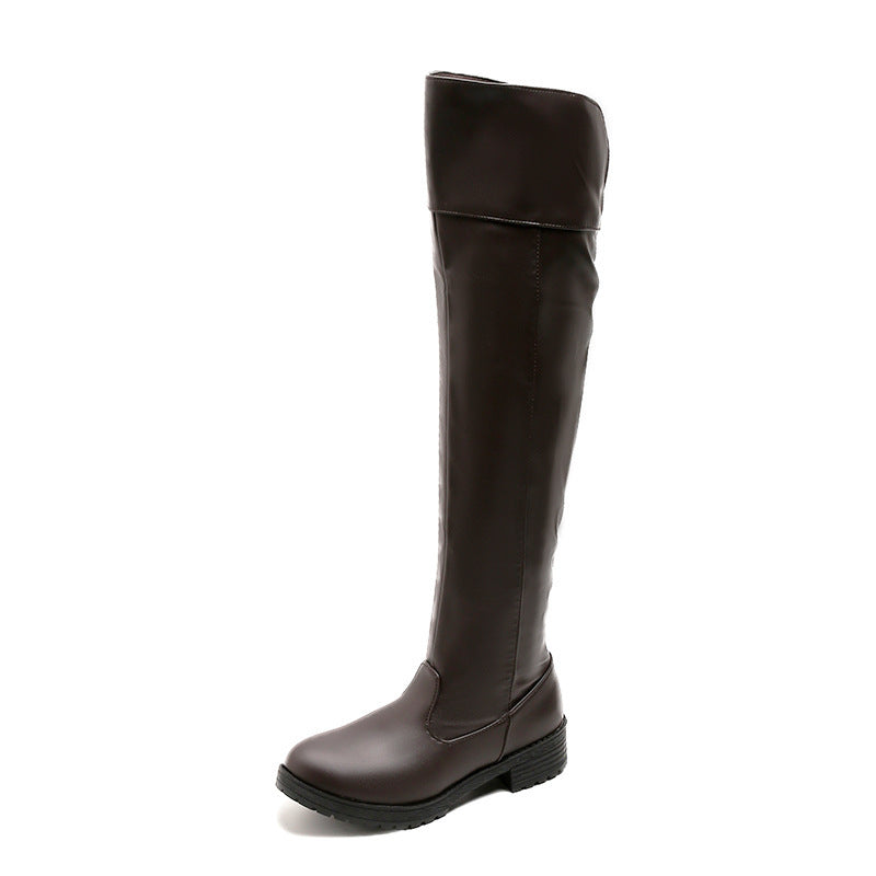 Damen Überknie Stiefel mit elastischer Leiste und rutschfester Sohle