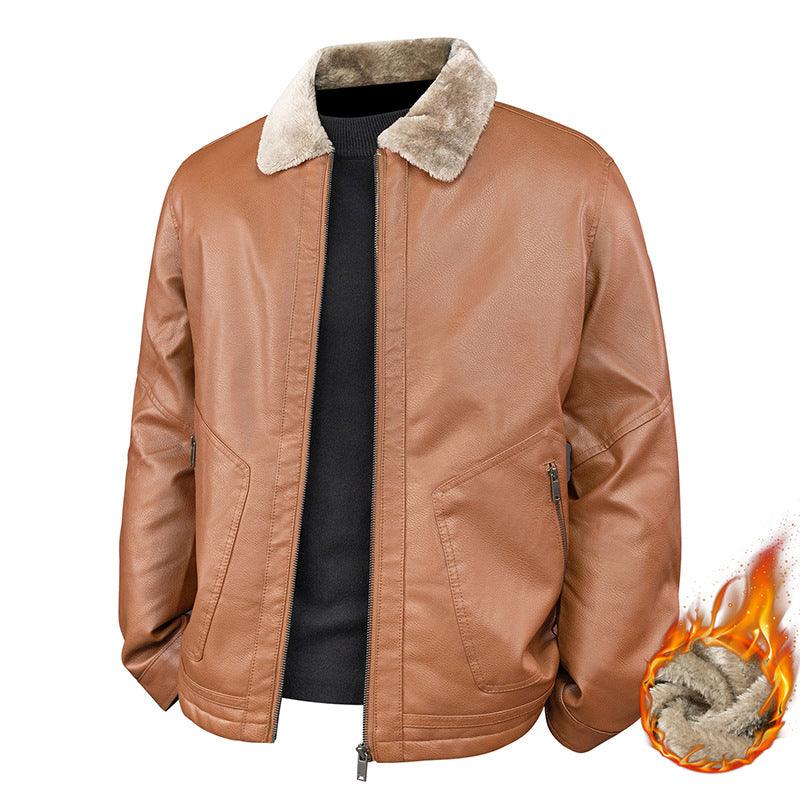 Herren Aviator-Bomberjacke in Nappa-Optik mit Teddy-Innenfutter und Reißverschlusstaschen Shop Nory