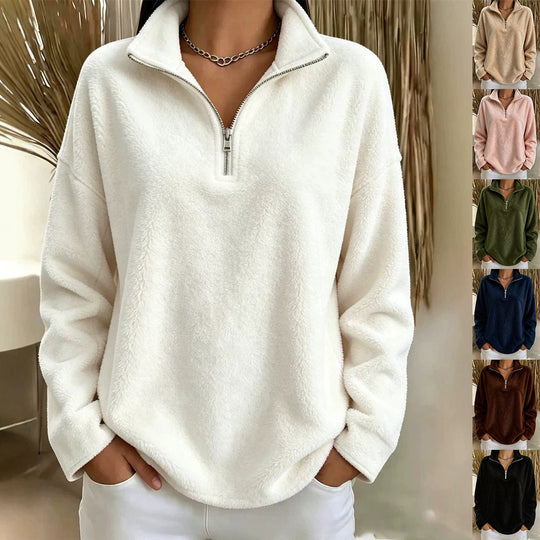 Damen Kuscheliger Fleecepullover mit halbem Reißverschluss Shop Nory