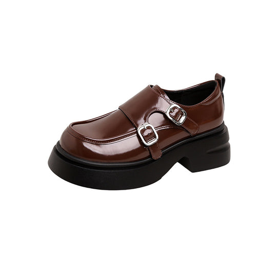 Damen Chunky Patent-Monkstrap-Loafer mit doppelter Schnallenapplikation und Plateau-Sohle Shop Nory