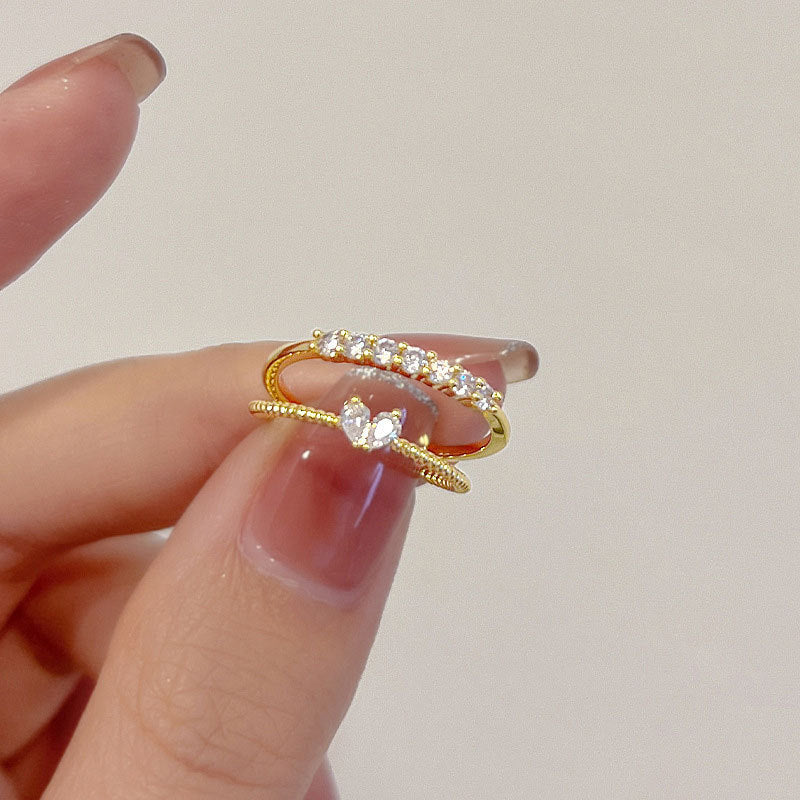 Damen Eleganter Ring mit zarten Zirkonia-Steinen Shop Nory