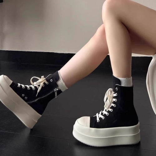 Damen High-Top Plateau Sneakers mit Reißverschluss