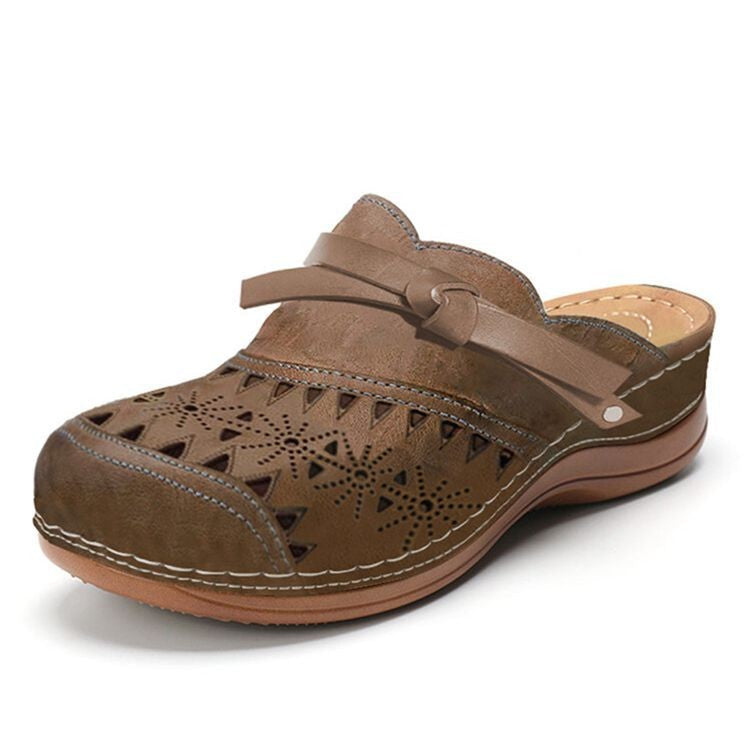 Damen Komfort Clogs mit modischem Lochmuster und dekorativem Riemen